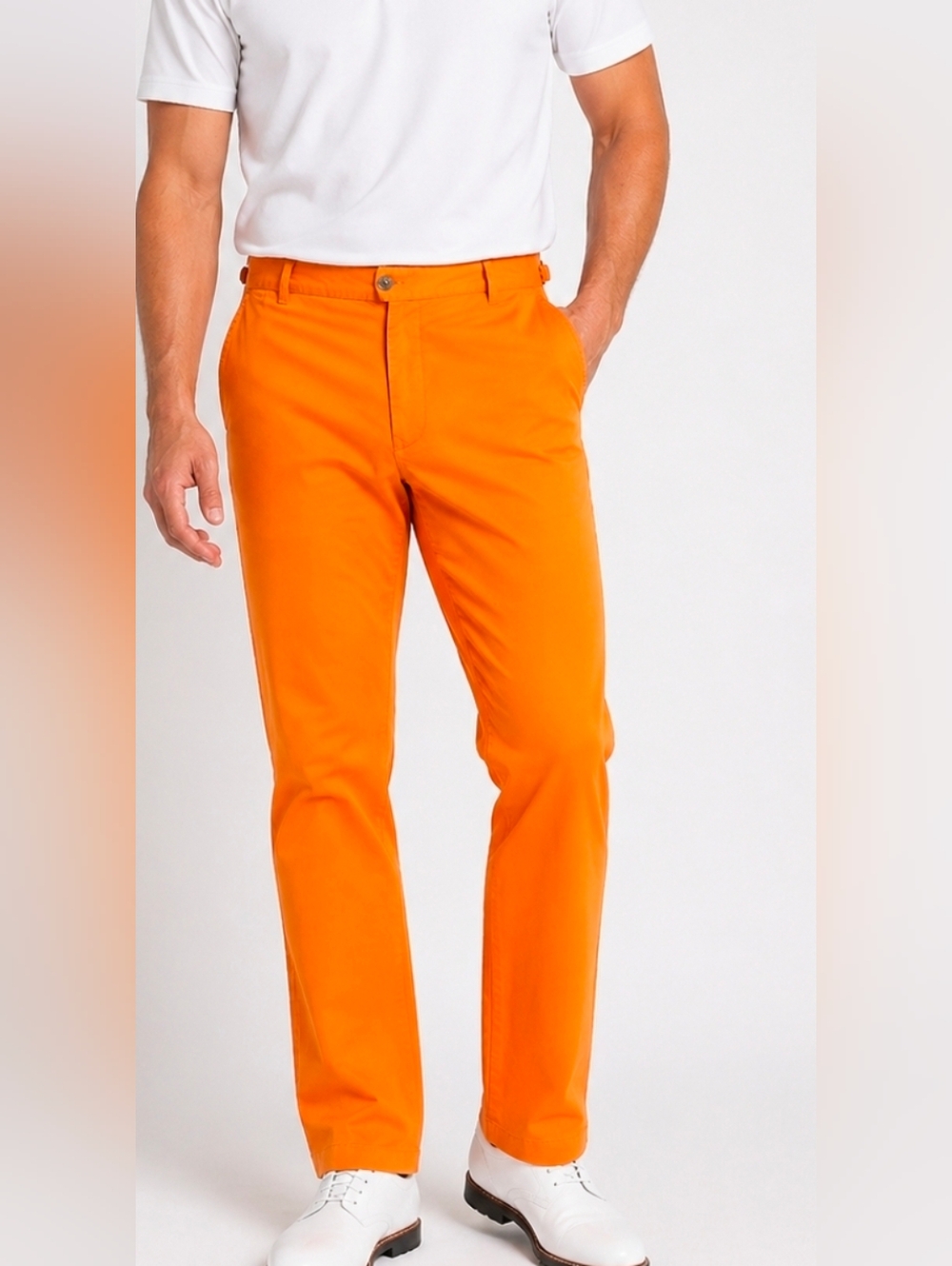 Royal & Awesome Men’s Golf Pants Orange Size 42 Stretch Flat Front Chino Trouser